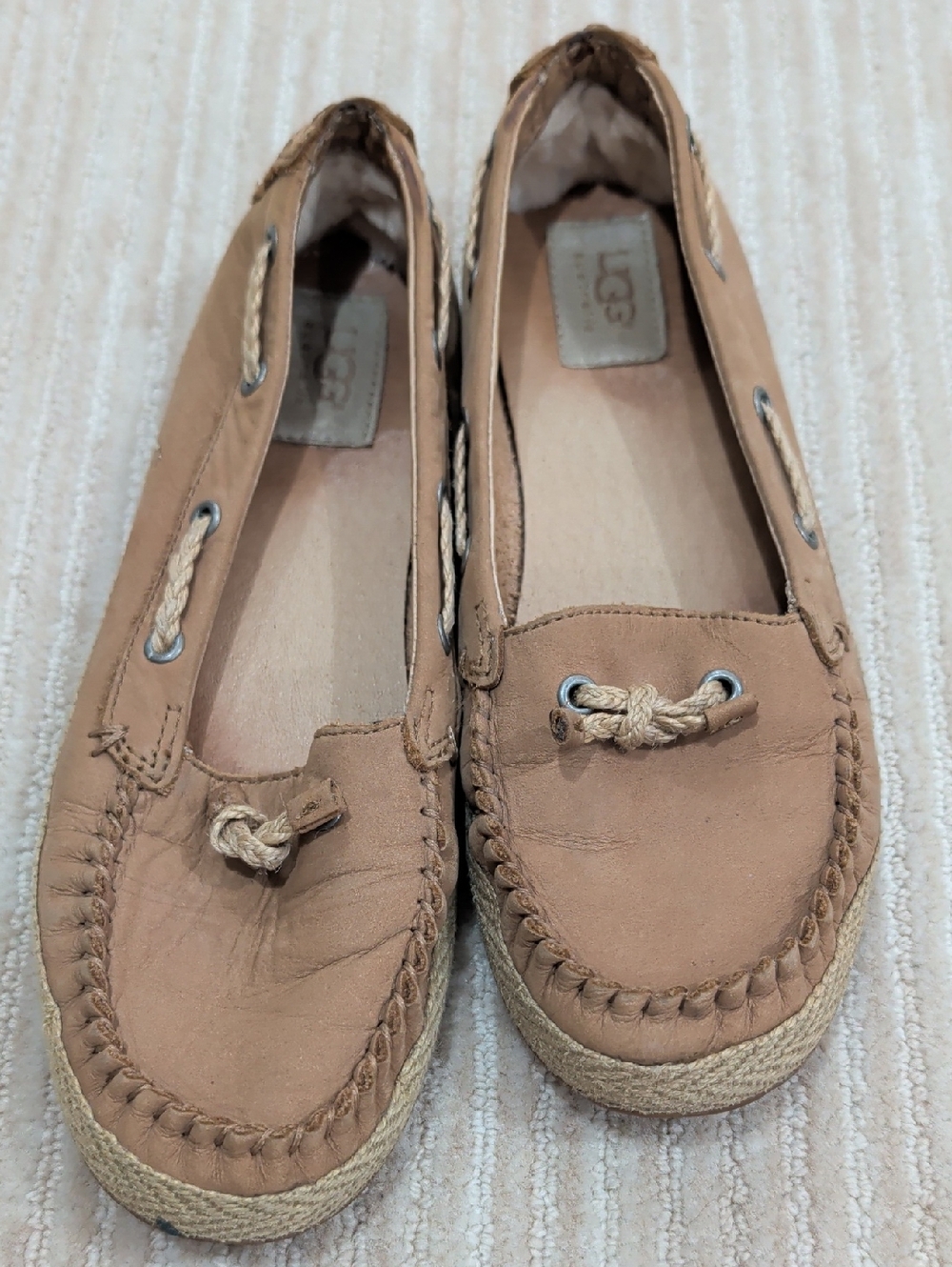 UGG Classic Tan Moccasins with Braided Detail Size 7
